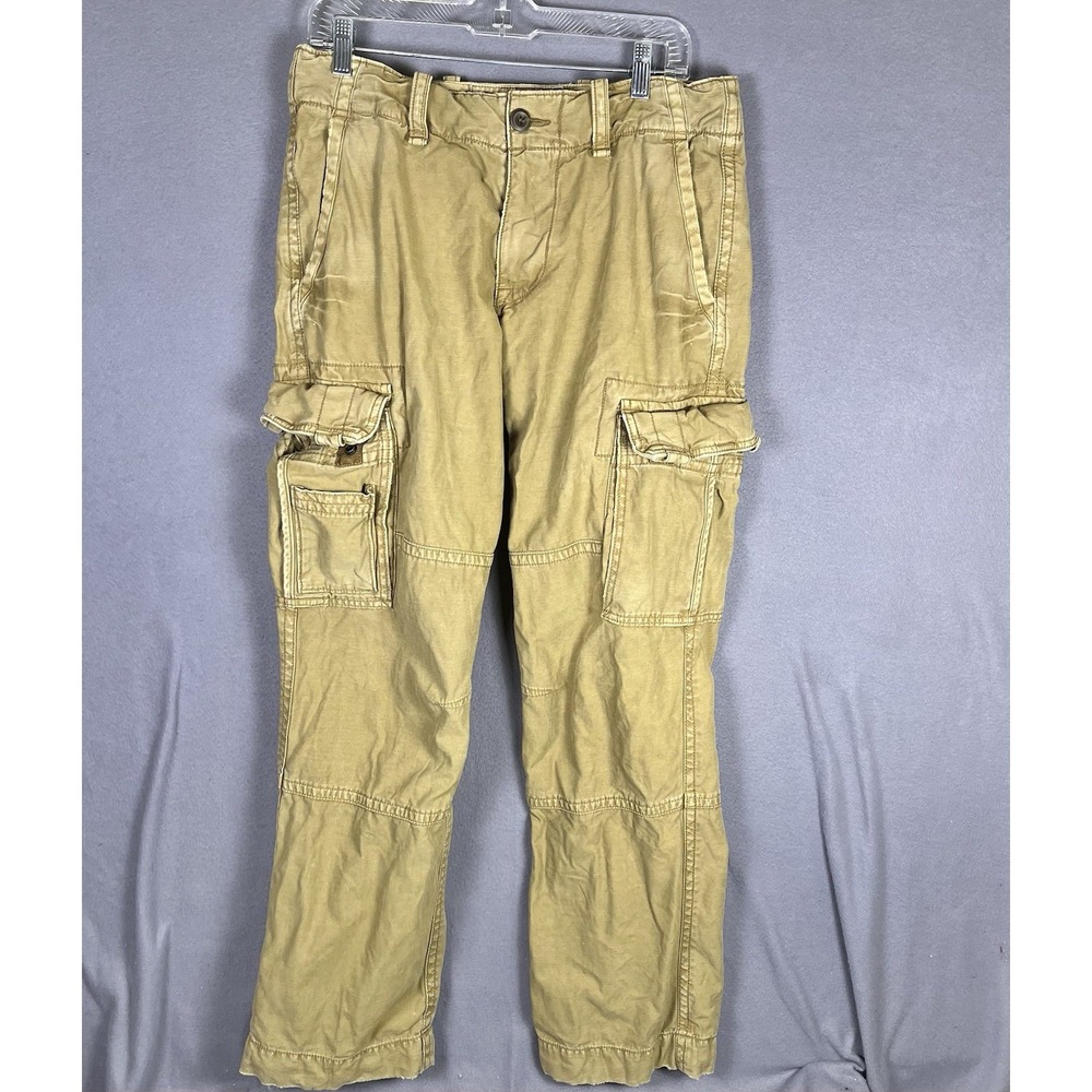 American‎ Eagle Cargo Pants Mens 32x32 Brown Paratrooper Military Utility Baggy